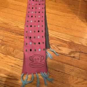 NWOT Vintage pink polkadot & gray reversible scarf